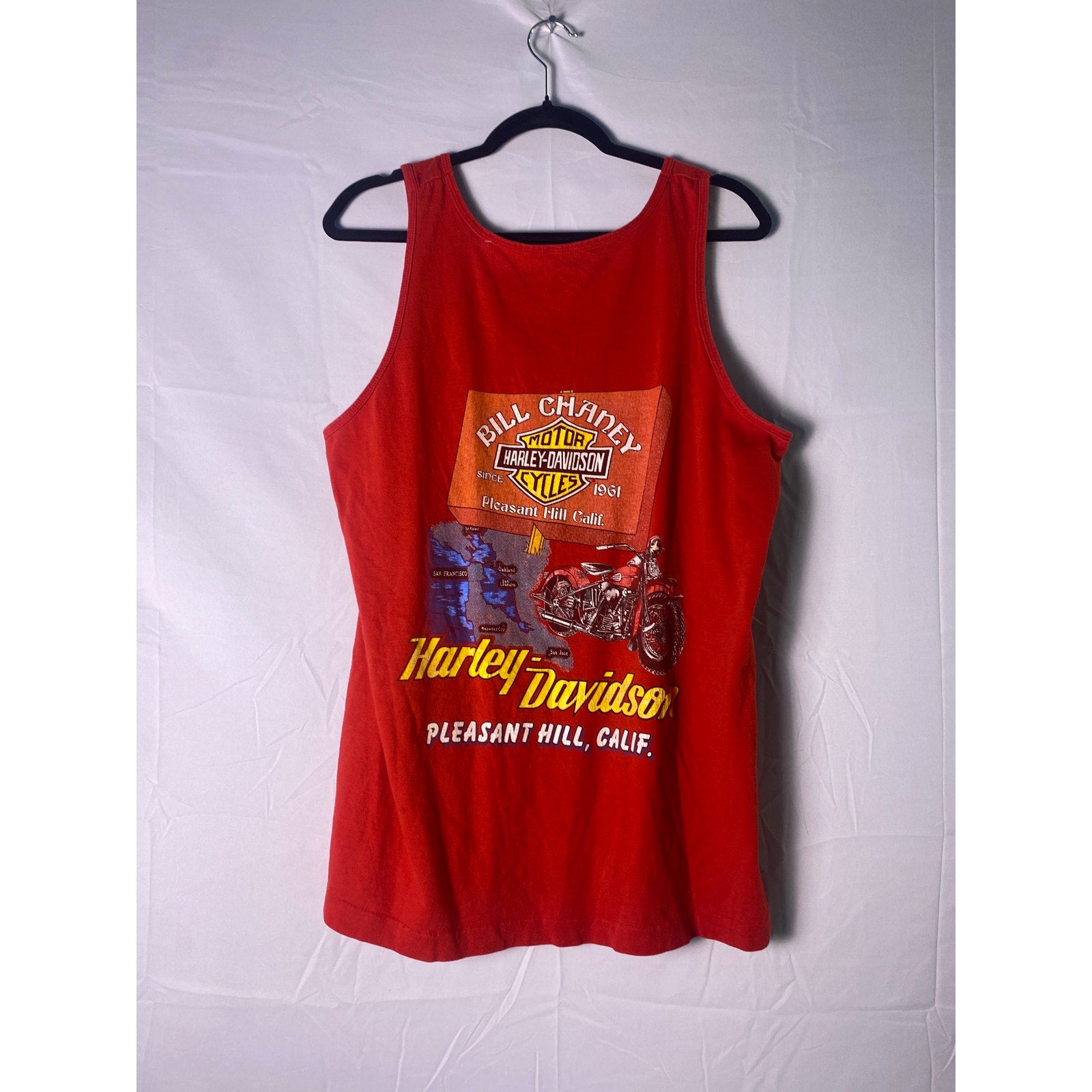 Harley Davidson Red Pleasant Hill, California Tank Top Men’s Size Medium