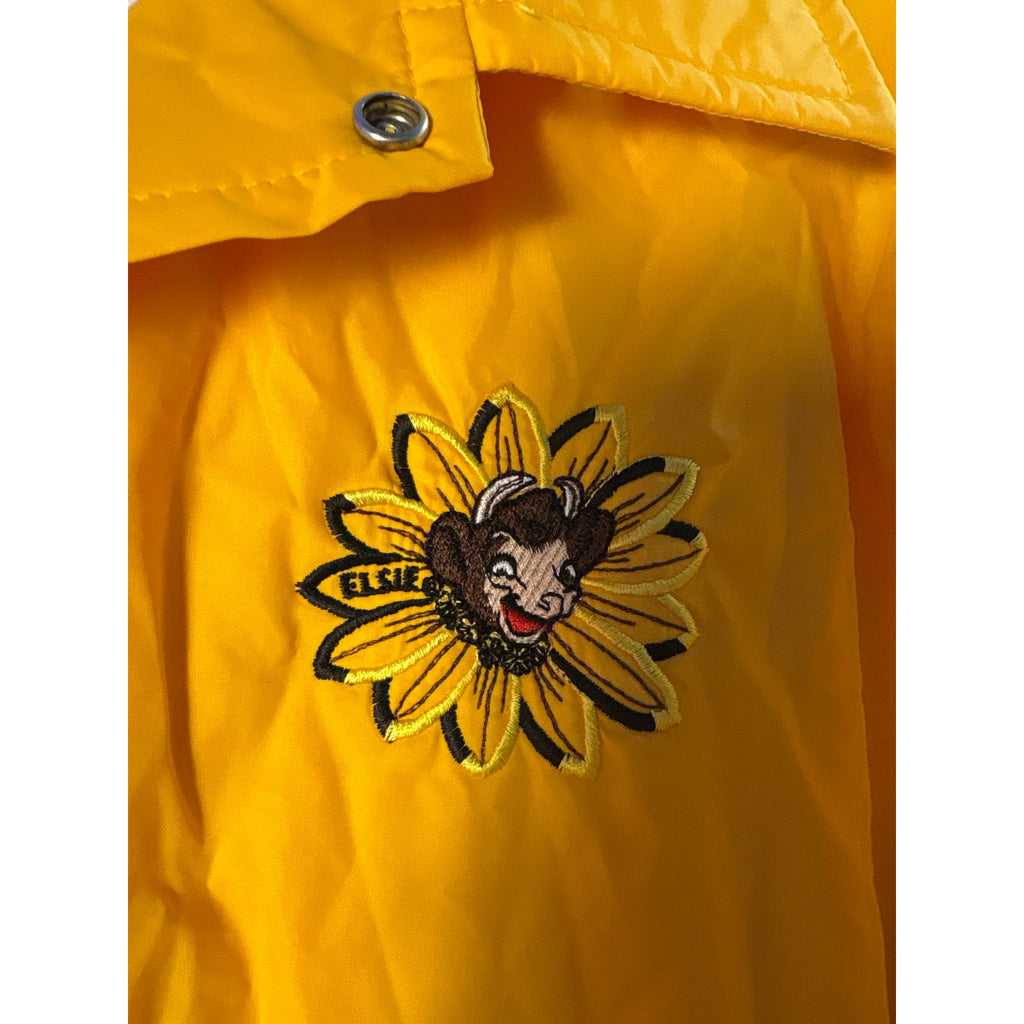 Vintage Birdie Yellow Elise Cow Embroidered Button Snap Nylon Bomber Jacket Women's Size Large
