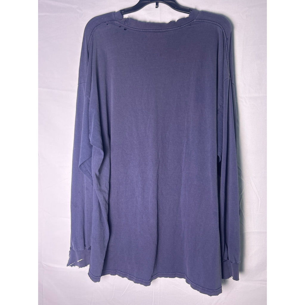 Nike Center Swoosh Check Logo Navy Blue Long Sleeve Shirt Men's Size 2XL