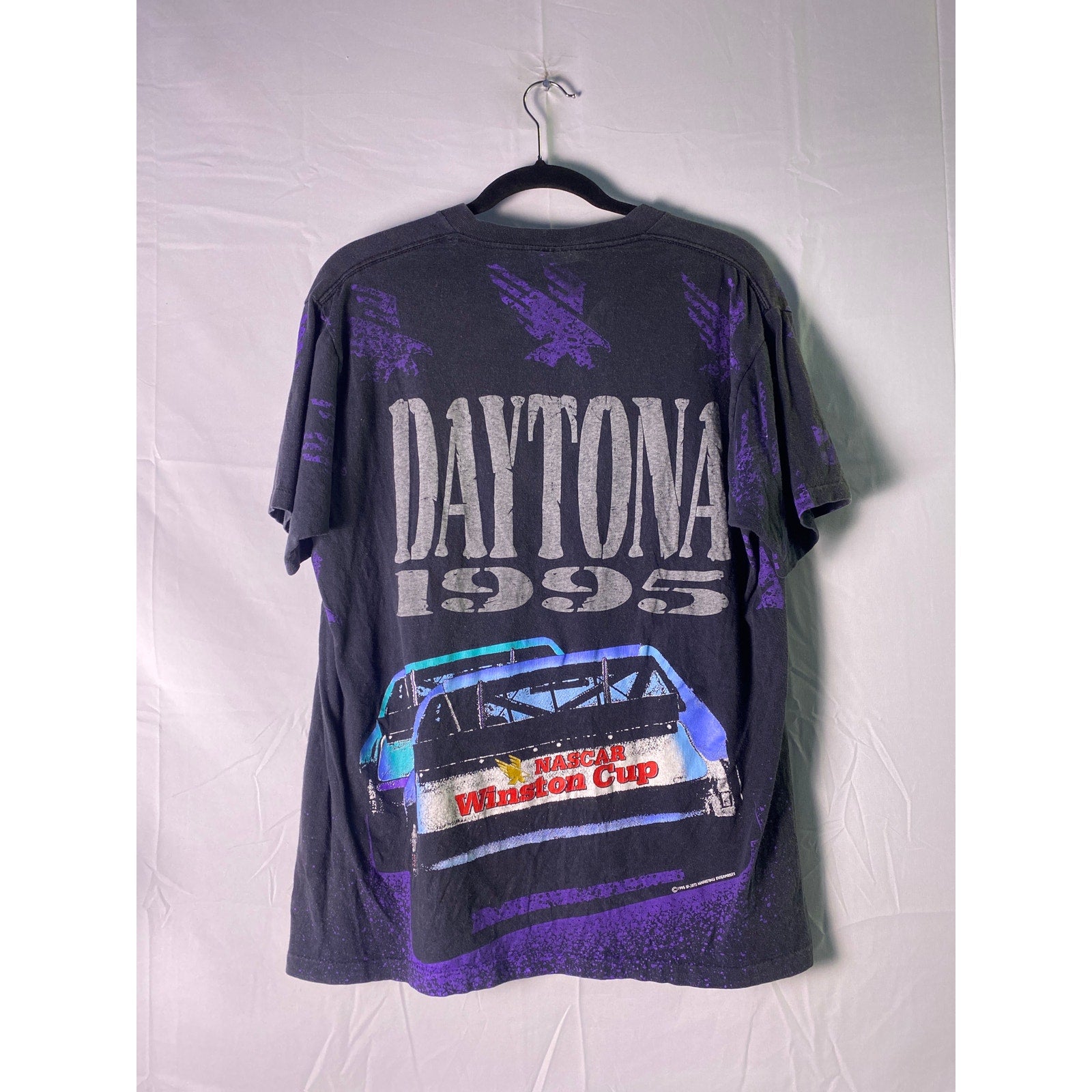 Vintage 90s Winston Cup Allover Print Nascar Black T-shirt Men's Size Large
