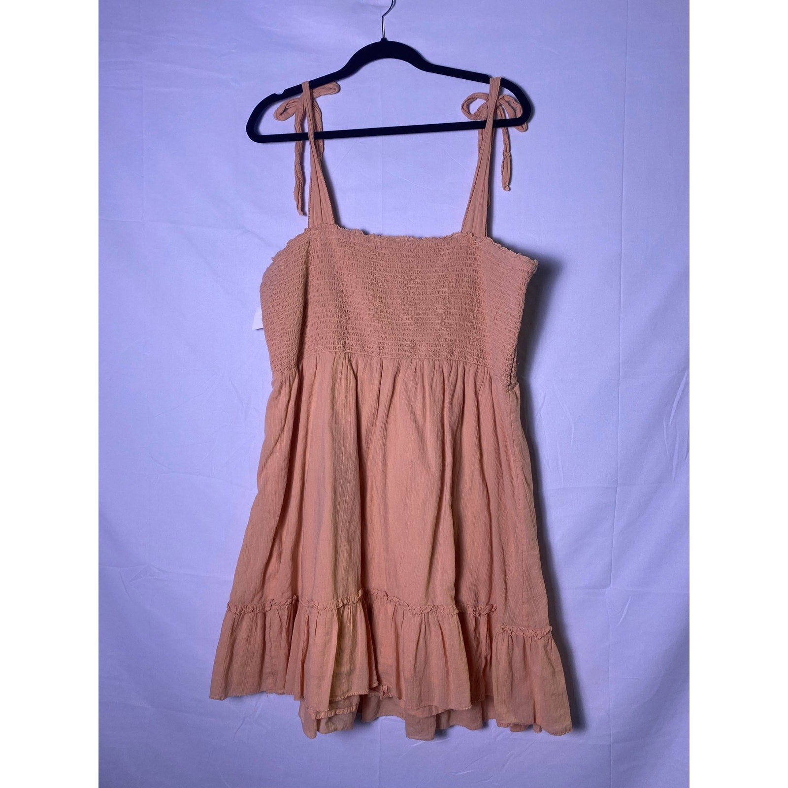Aerie Peach Smocked Babydoll Cotton Sundress