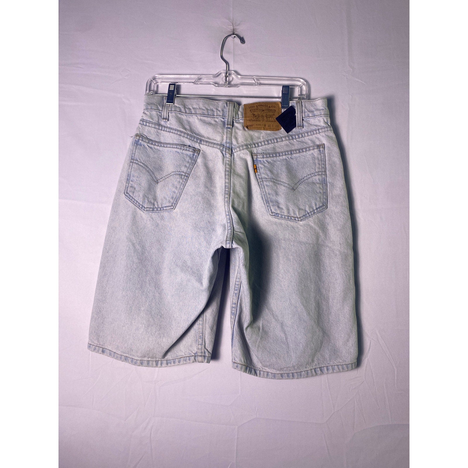 '96 Levi's Orange Tag Blue Denim Light Wash 5-Pockets Jorts Jean Shorts Men's 32