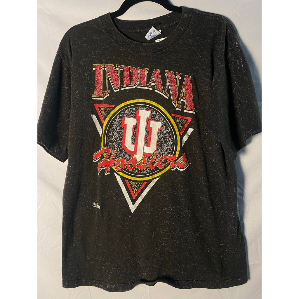 Vintage 90s IU Indiana Hoosiers Salem Badge Varsity Black Shirt Men's Size Large
