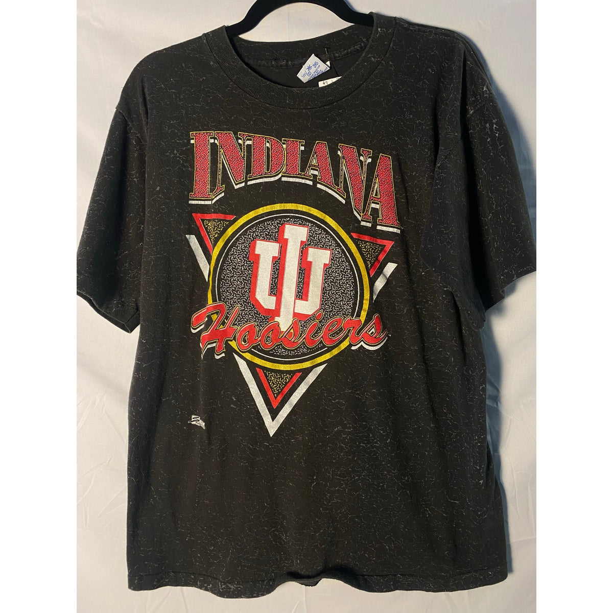 Vintage 90s IU Indiana Hoosiers Salem Badge Varsity Black Shirt Men's Size Large