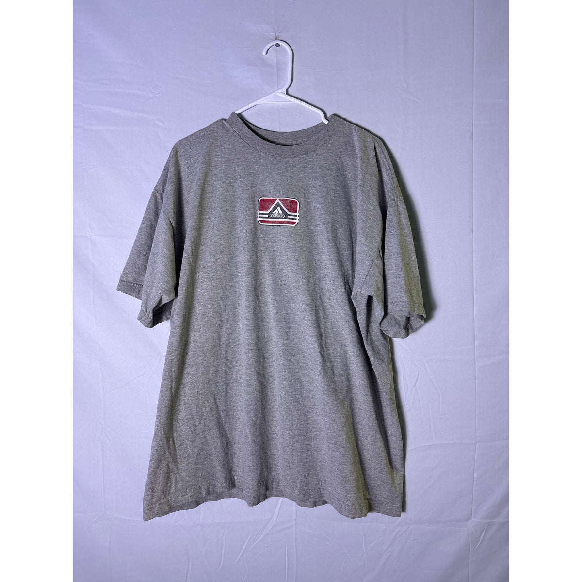 Vintage Y2K Adidas Gray Crewneck Short Sleeve Tee Shirt Logo Print Men's Size XL