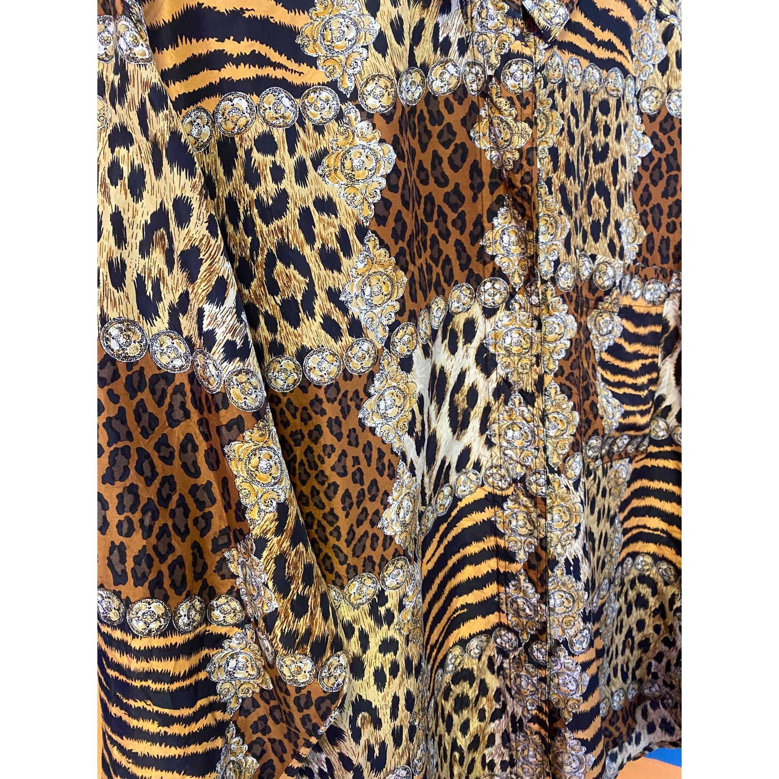 Sunny Leigh Multi Animal Print Button Up Blouse Womens Size Medium-Large