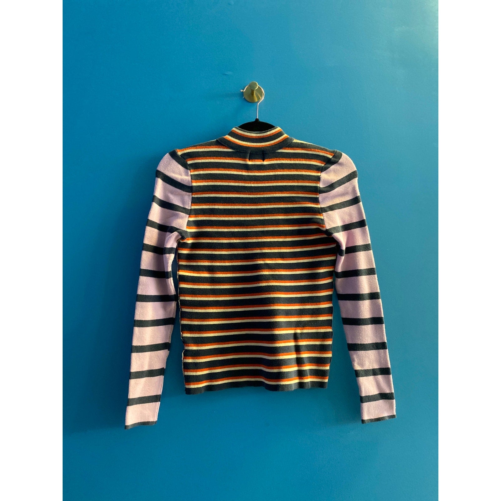 Urban Outfitters BDG Long Sleeve Mock Neck Multicolor Striped Knit Top Large