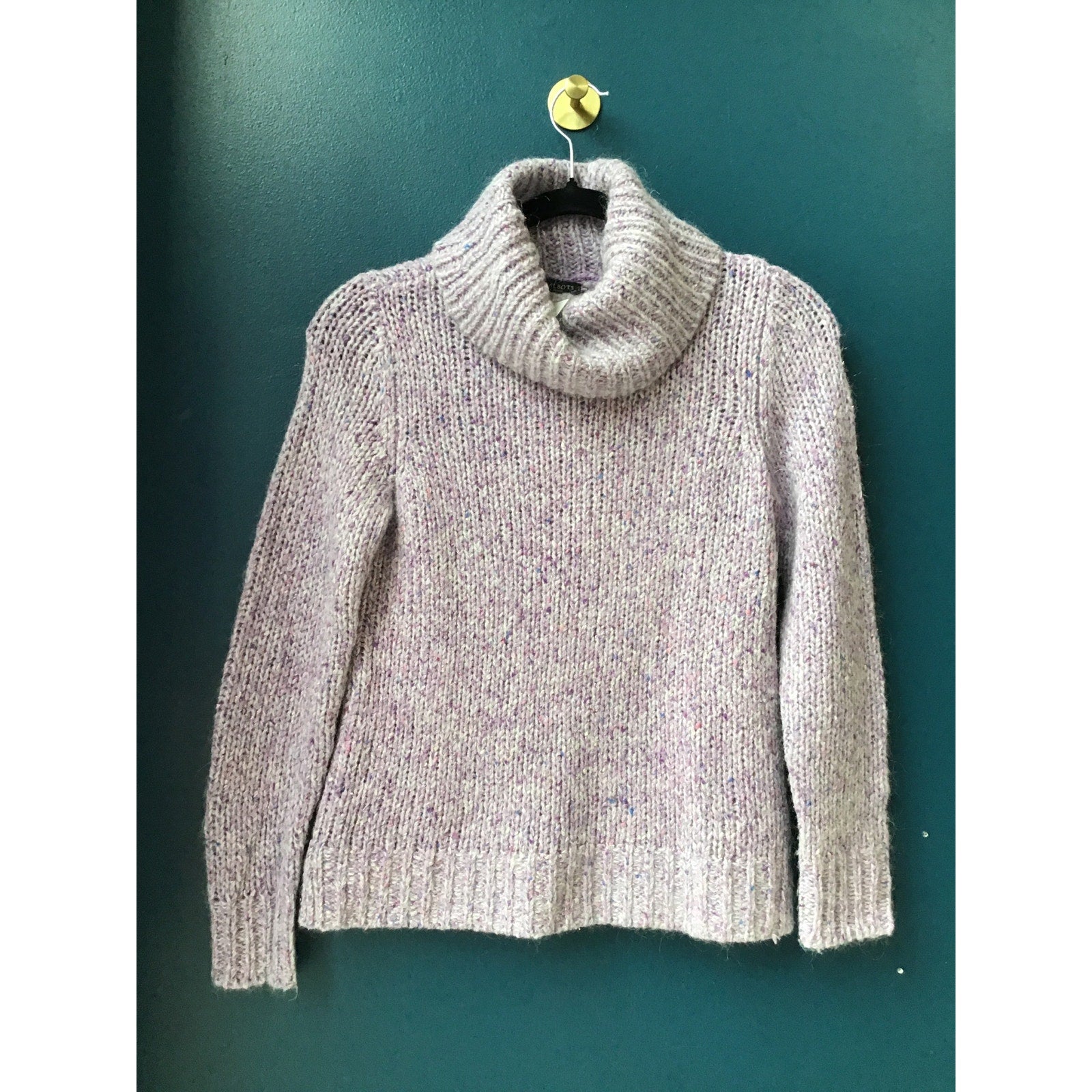 Talbots Turtleneck Purple Pink White Knit Pullover Sweater Women's Small Petite