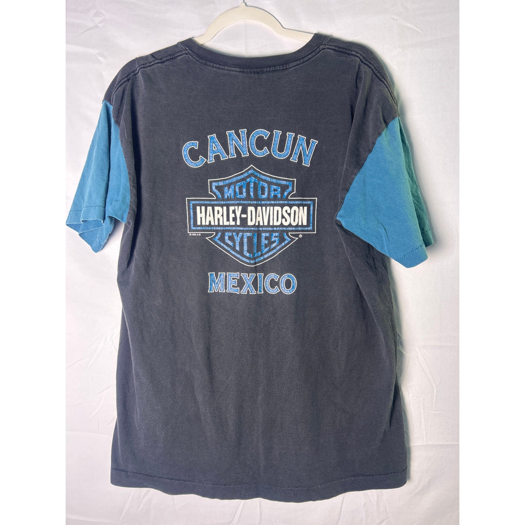 Harley Davidson Motorcycles Cancun, Mexico Blue Black T-shirt Men's Size XL