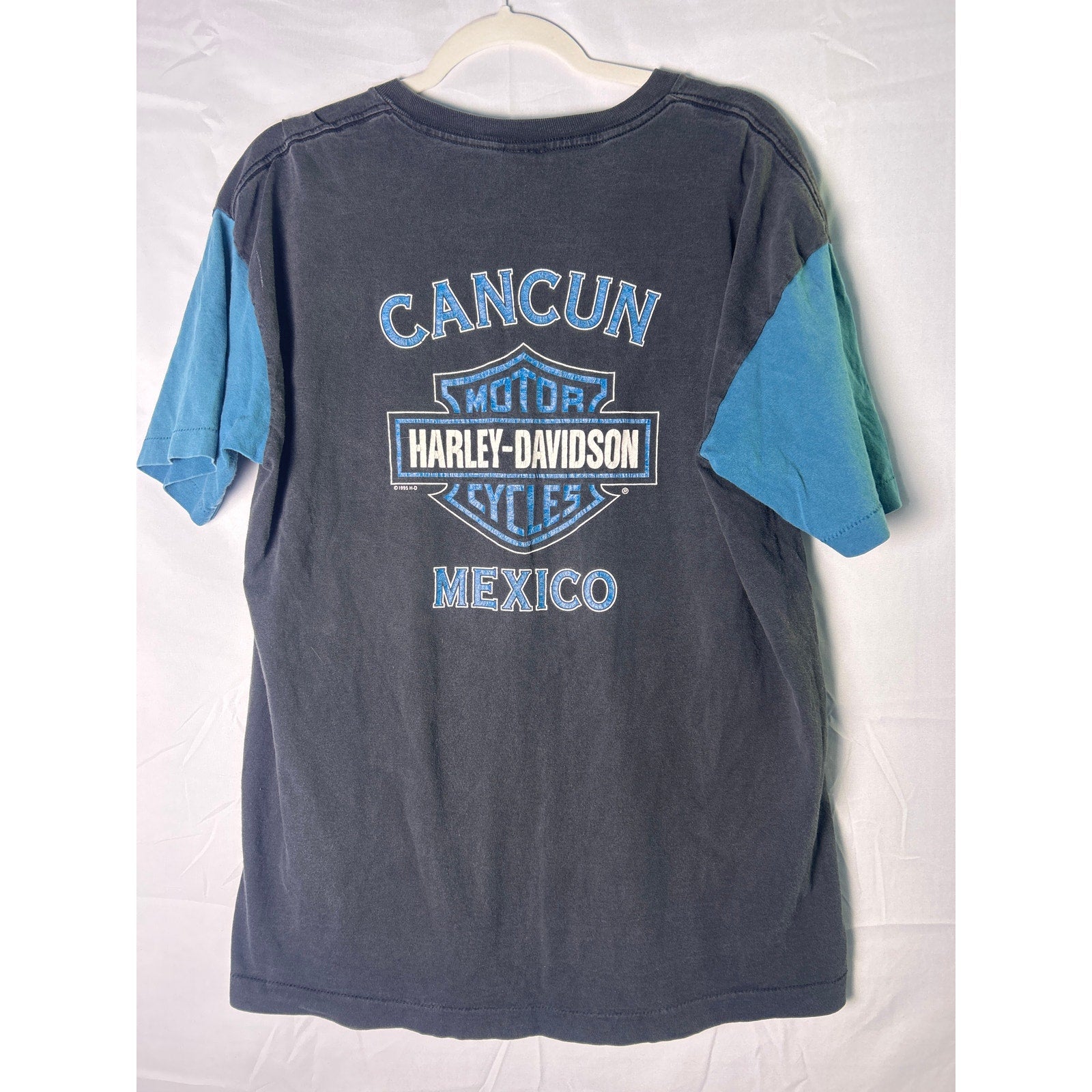 Harley Davidson Motorcycles Cancun, Mexico Blue Black T-shirt Men's Size XL