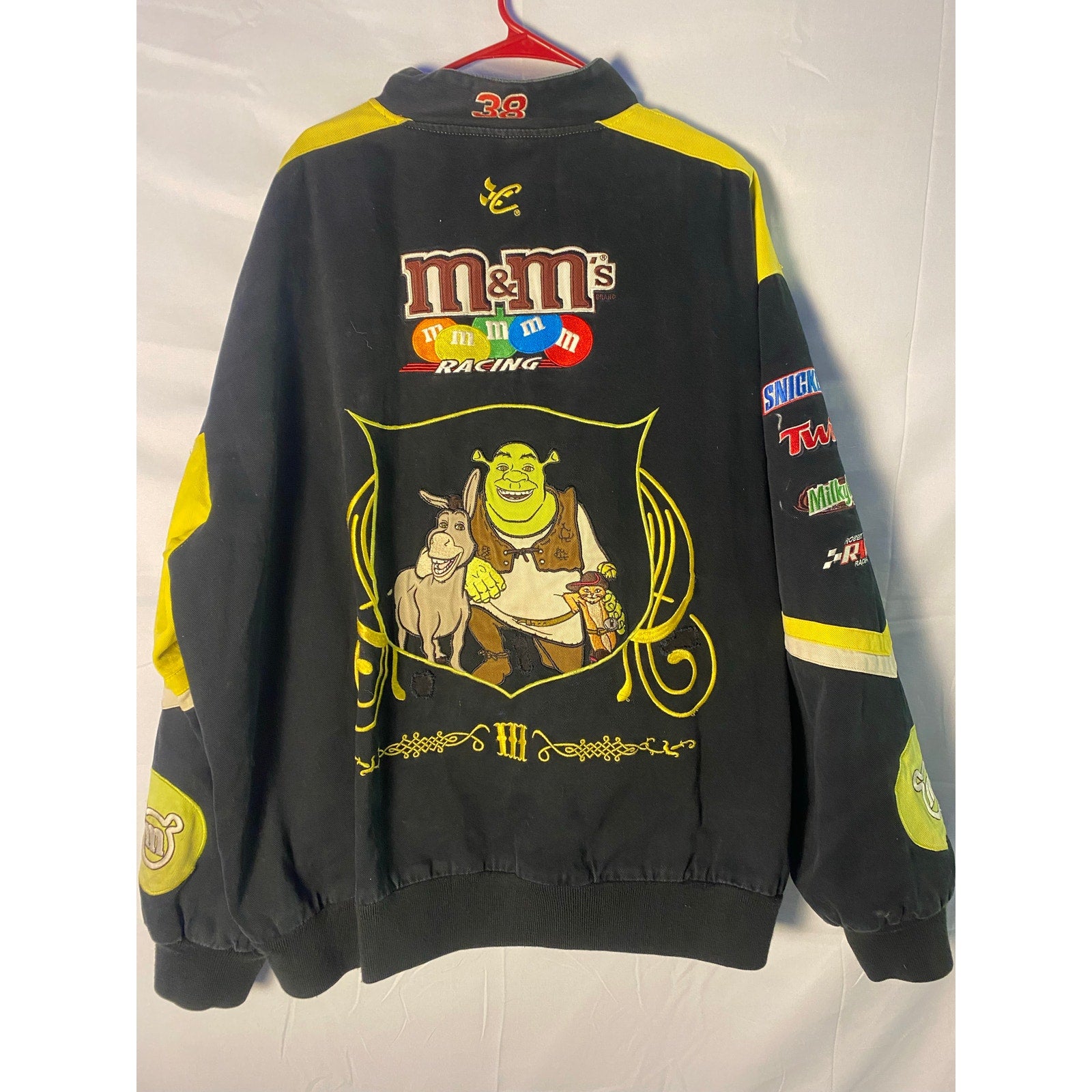 Vintage Chase Authentics  Nascar M&M Shrek 3 Promo #38 Jacket Size XL Reversible