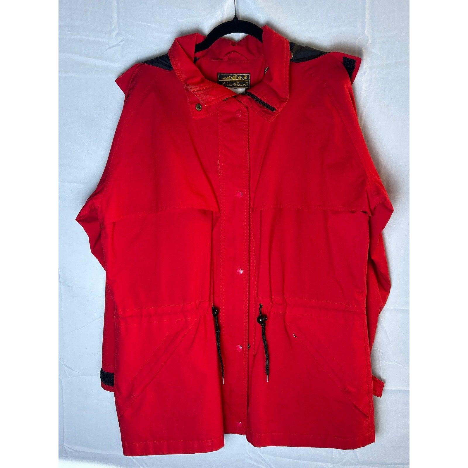 Vintage Y2K Eddie Bauer Parka Anorak Coat Hood Windbreaker Red Jacket Large