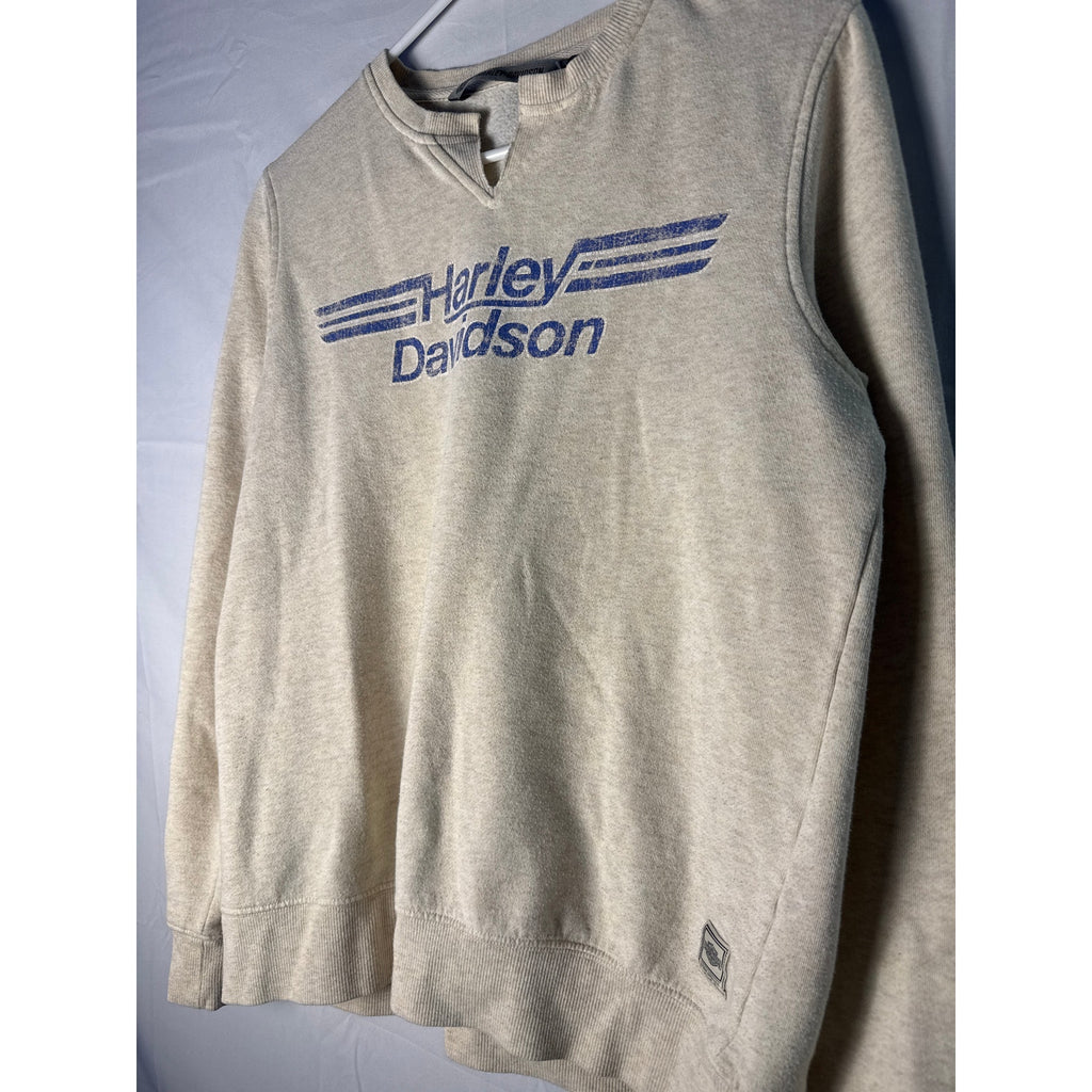 Vintage Harley-Davidson Women's Sweatshirt Pullover Logo Tan Crewneck Medium