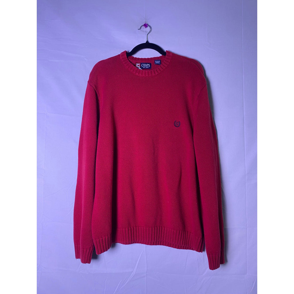 Chaps Logo Red Knit Crewneck Pullover Sweater Men's Size 2XL Long Sleeve