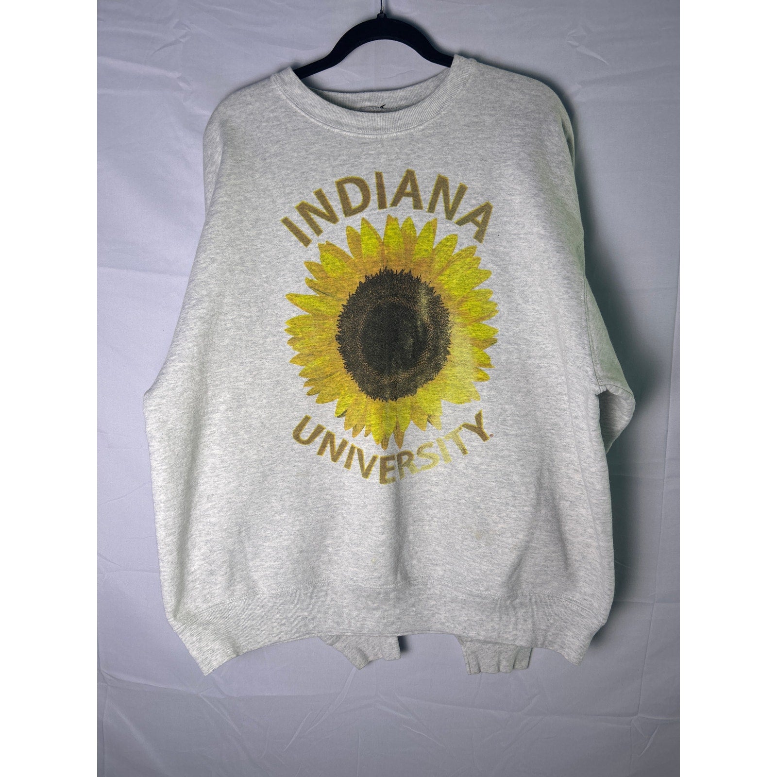 90s Fruit of the Loom Indiana University Sunflower Gray Crewneck Sweatshirt XL