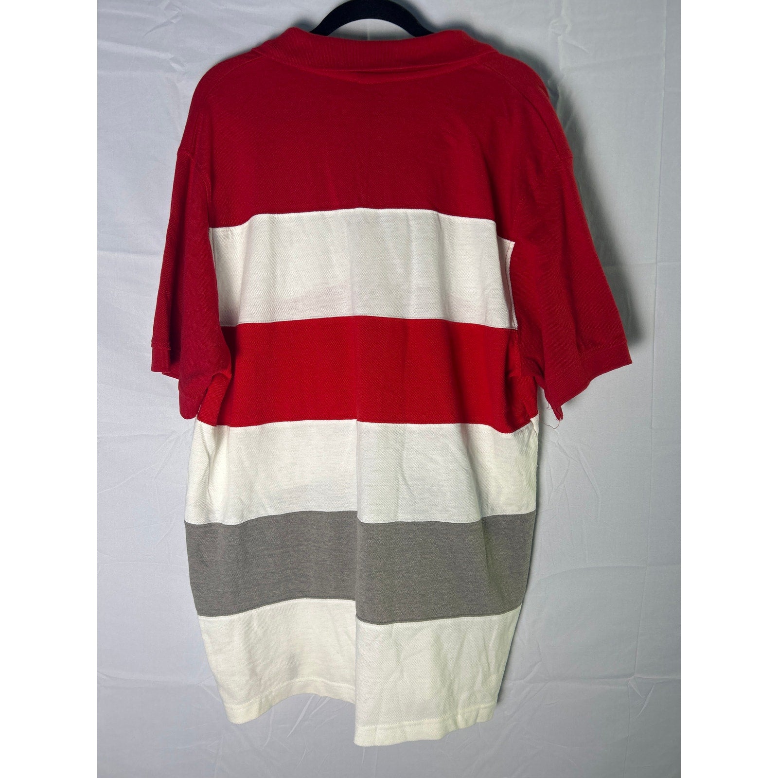 Vintage Southpole White Red Gray Striped Short Sleeve Polo Shirt Men's Size XXL
