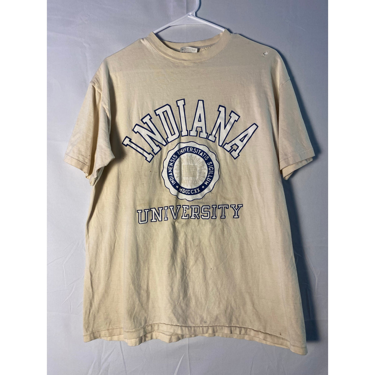 Vintage 90s Hanes IU Indiana University White Graphic Shirt Men's Size XL