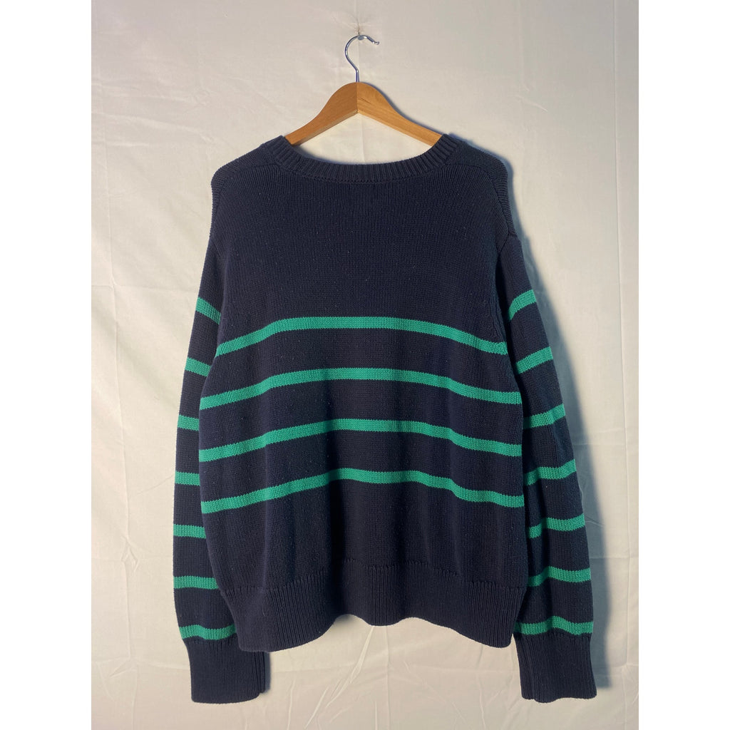 XXL Navy and Green Striped Gap Sweater