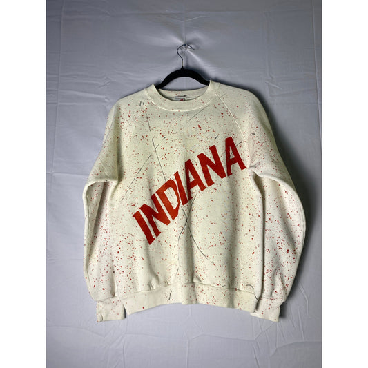 Jerzees IU INDIANA Red Paint Splatter Crew Neck Pullover Sweatshirt Men's Medium