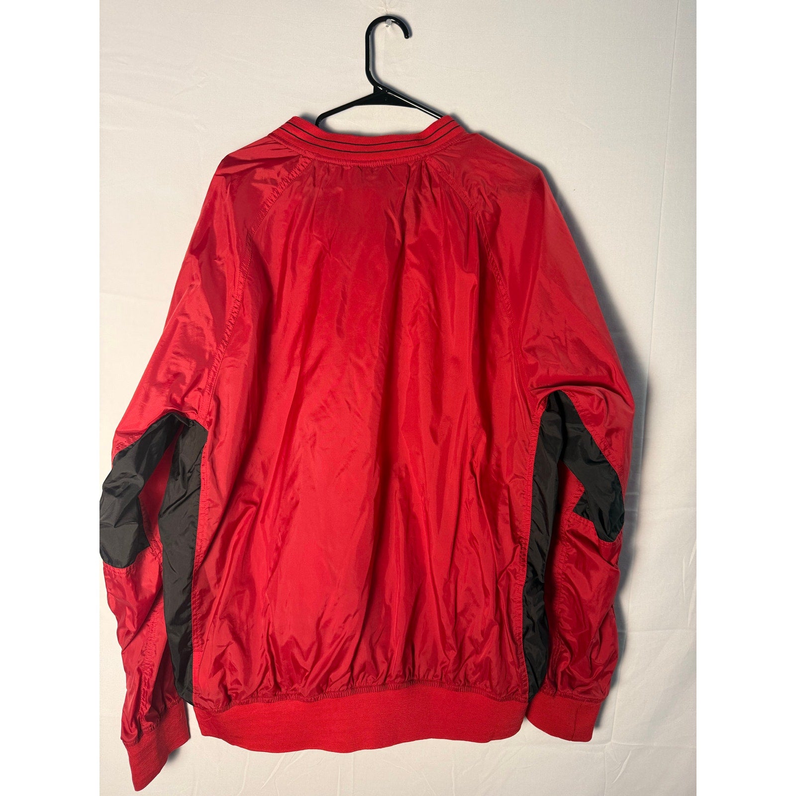 Vintage Nike Red Black V-neck Pullover Swoosh Windbreaker Men's Size XL