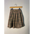 Vintage 60s Skirt Brown Plaid Wool Blend Pleated A-line Skirt Women's Size XS/12