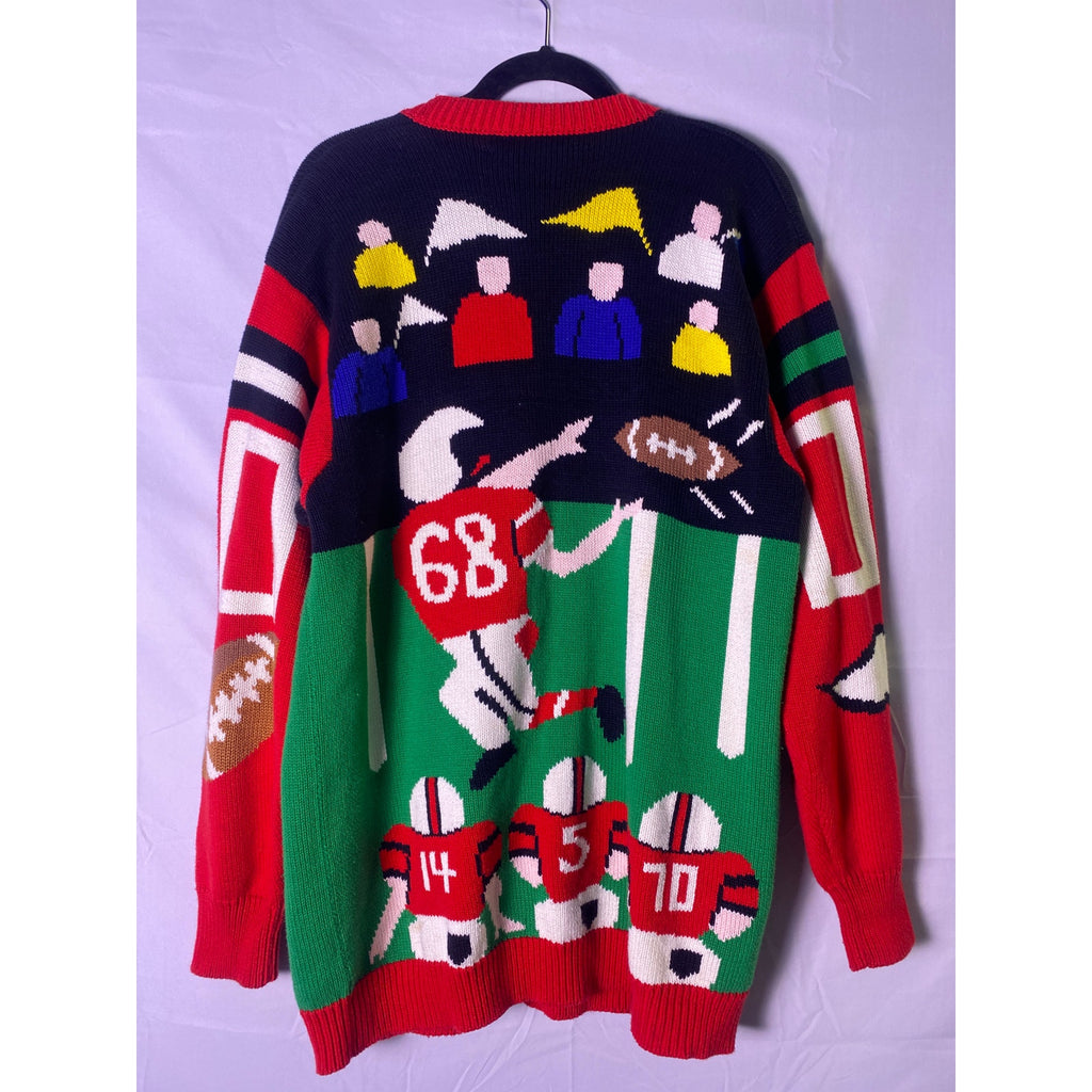 Vintage Jack B Quick IU Football NFL Button Front Cardigan Sweater Men's Large