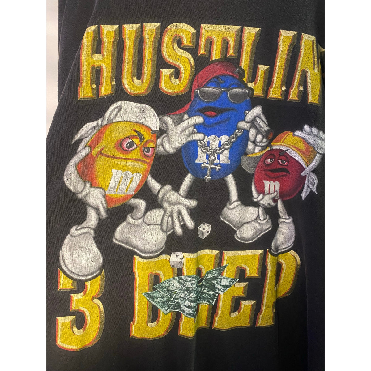 XOXO Jeans M&M’s Hustle 3 Deep Graphic Print Black Long Sleeve Shirt Size 2X-3X