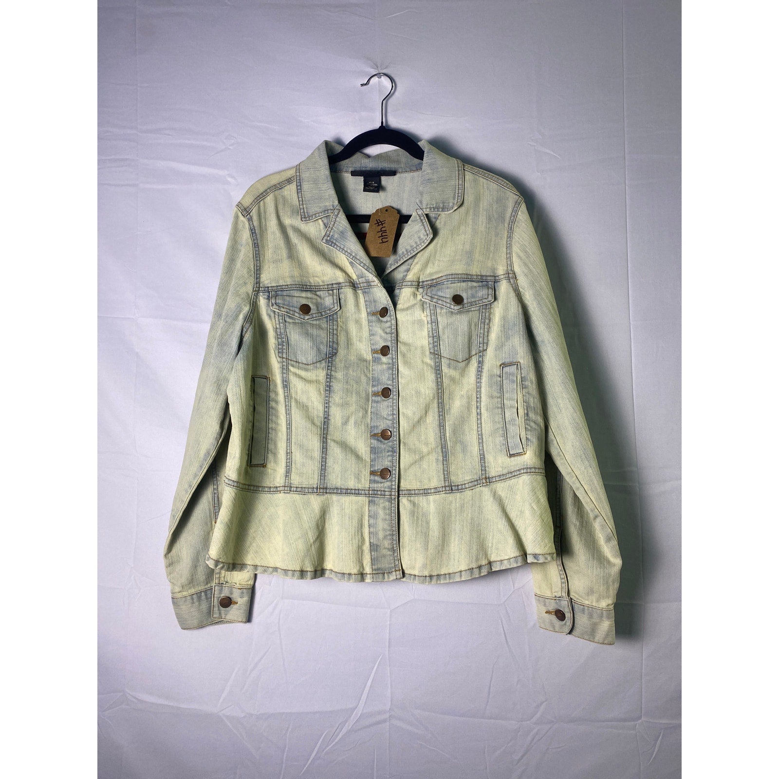 Y2K Venezia Button Up Acid Wash Jacket Chest Pockets Women's Size 14/16