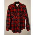 Vintage Wrangler Black Red Flannel Button Up Shirt Long Tails Men's 15.5x33