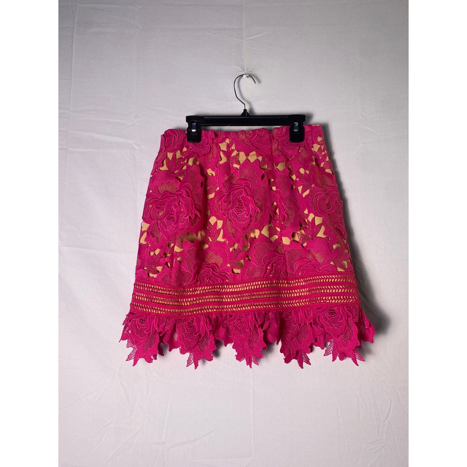 Adelyn Rae Dorinda Lace Mini Skirt Pink Floral Women's Size XS