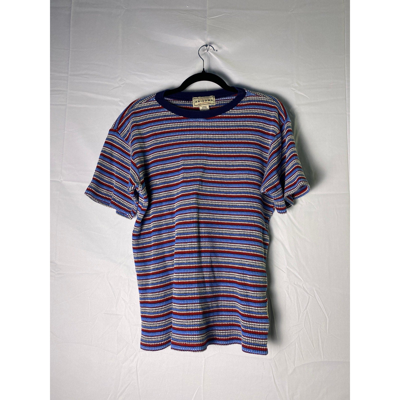90's Arizona Jean Company Blue Red Striped Thermal Tee Shirt Women's Size Large