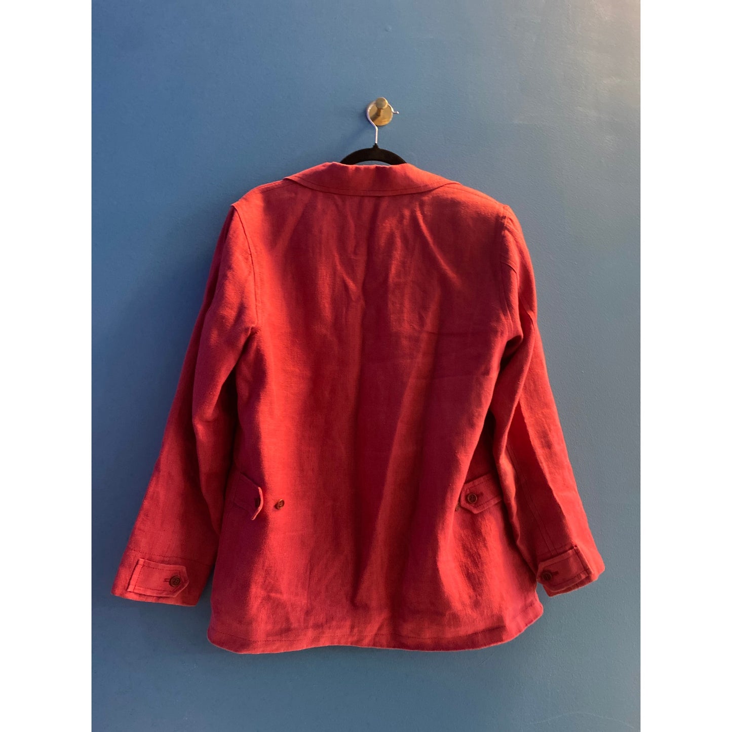 Faconnable Coral Pink 100% Linen  Button Up Blazer/Jacket Women's Size Small