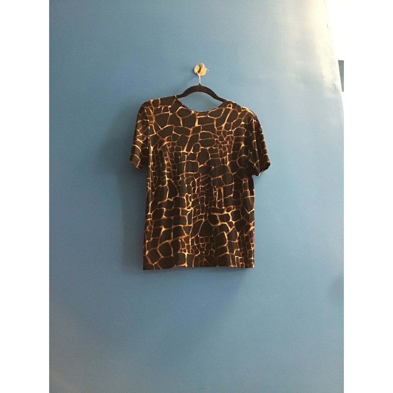 Vintage Bentley Wester Giraffe Print Short Sleeve Women's Size Large