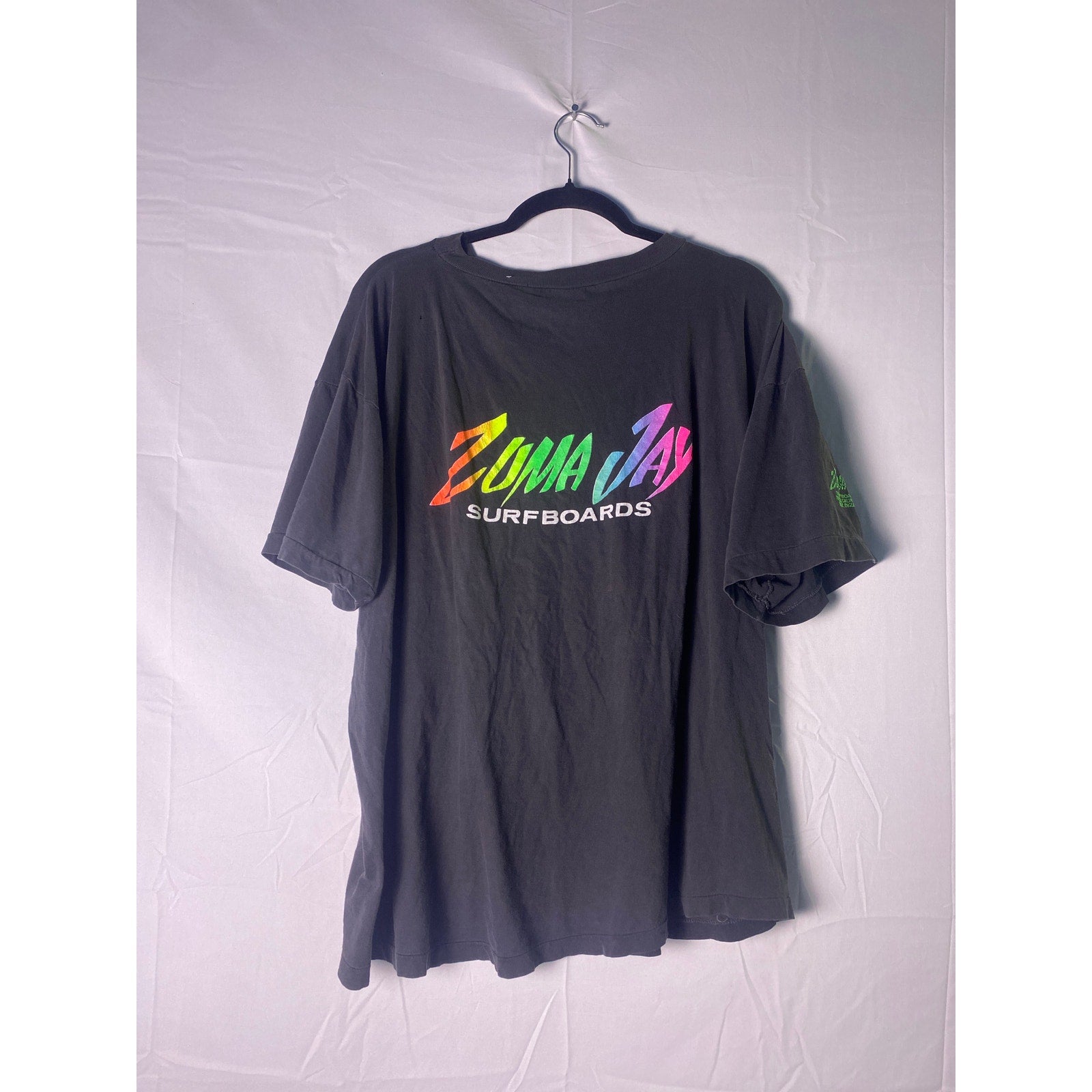 ZUMA JAY Surfboards Malibu, California Print Black T-shirt Men's Size Large