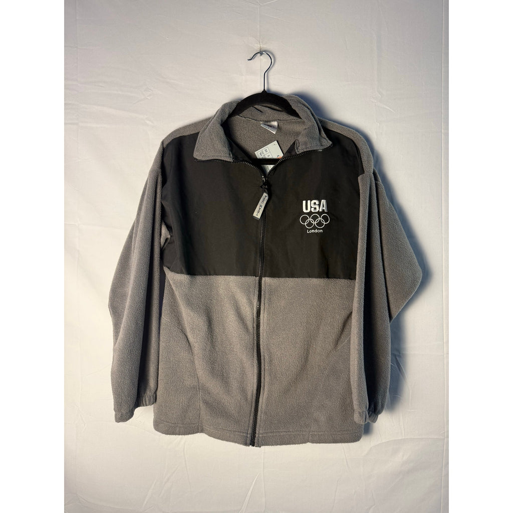 Team USA 2012 London Olympics Full Zip Gray Black Fleece Jacket Mens Size Medium