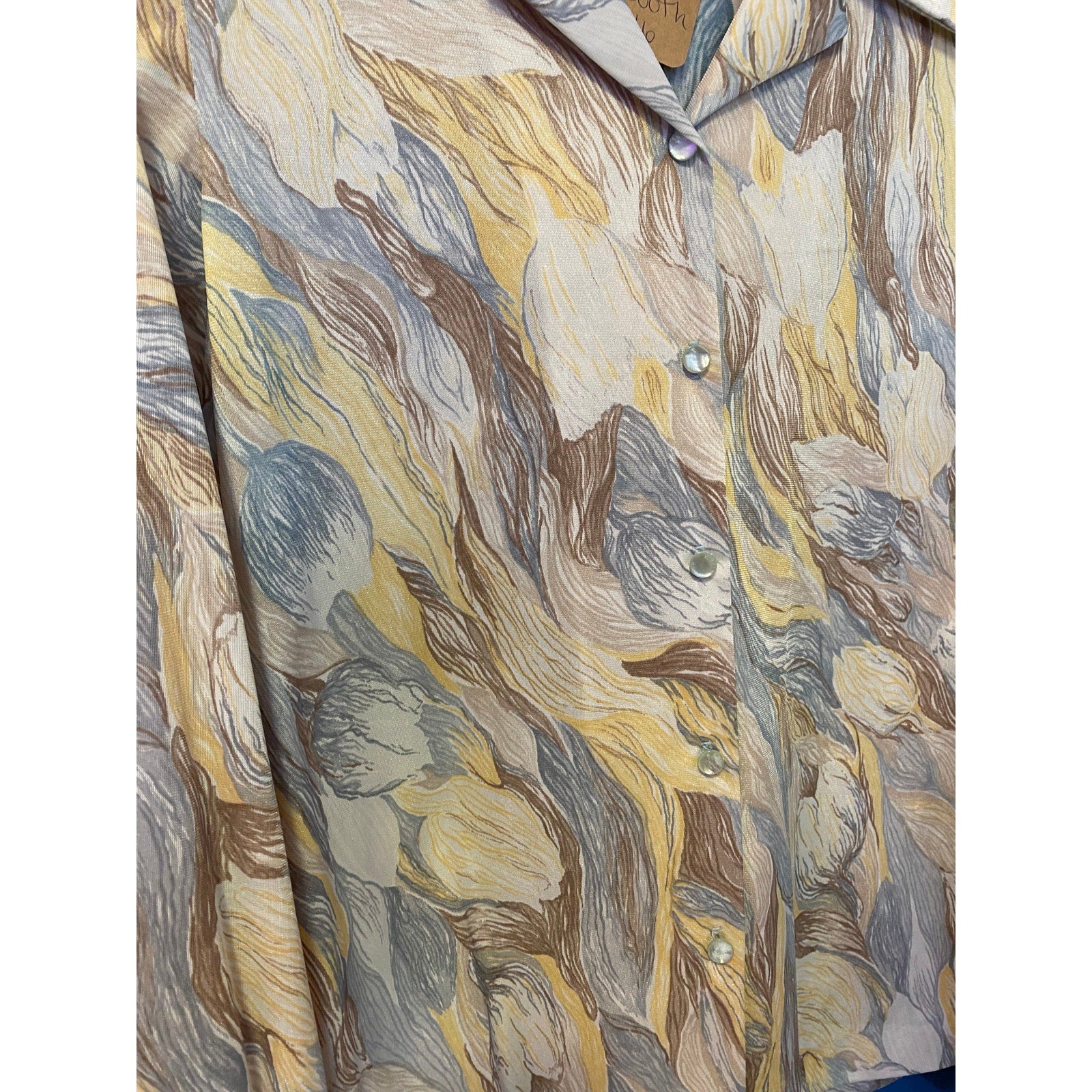 Graff Unique Multicolor Patterned Button Up Blouse long Sleeve Womens Size S-M