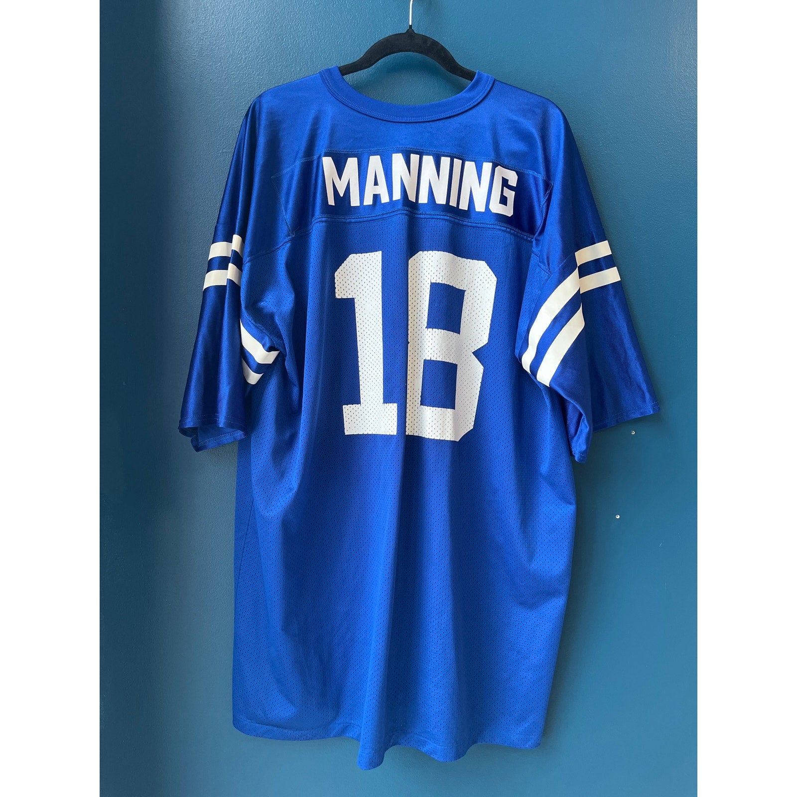 Logo Athletic #18 Peyton Manning NFL Blue V-neck Jersey Shirt Men's Size XXL