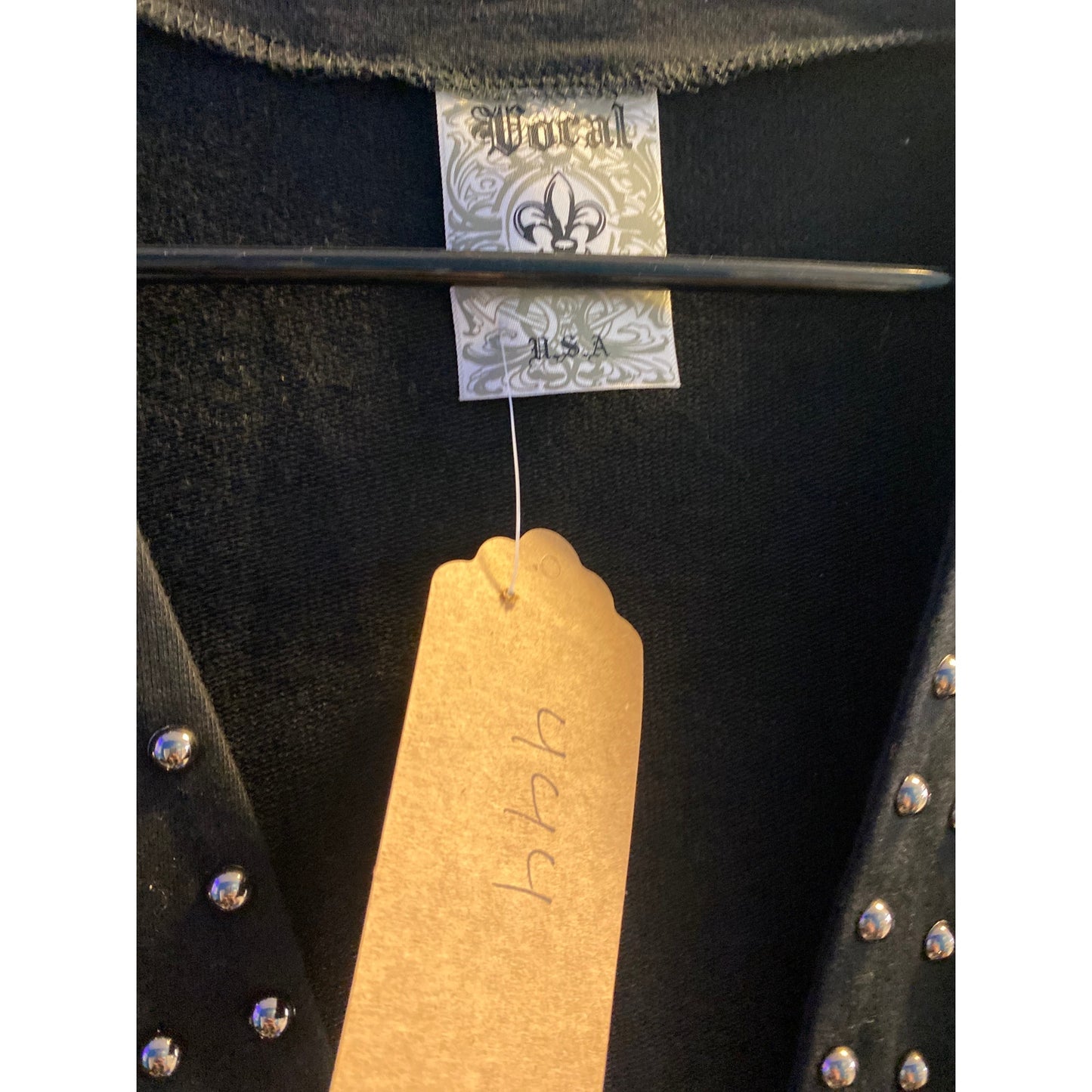 Vocal Apparel USA Long Studded Black Cardigan Jacket Long Sleeve Women's Small