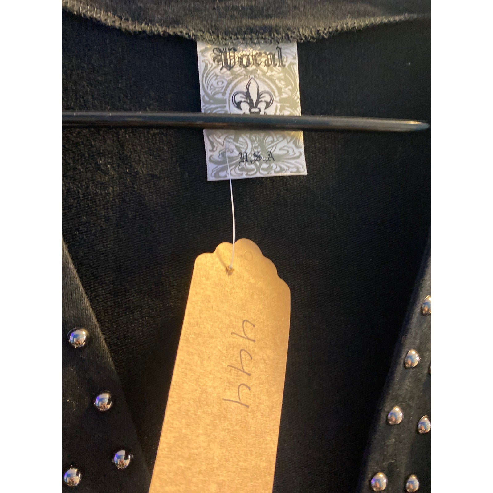 Vocal Apparel USA Long Studded Black Cardigan Jacket Long Sleeve Women's Small