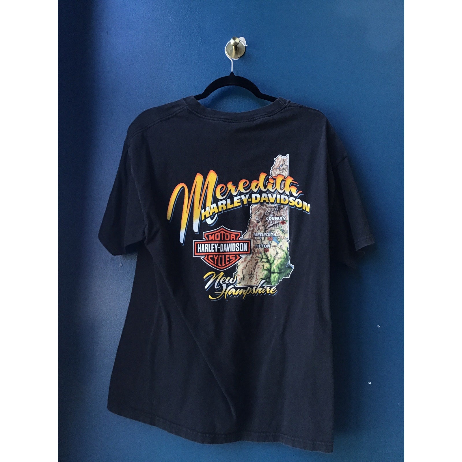Harley Davidson 2005 Laconia Bike Week Meredith New Hampshire Black Shirt Large