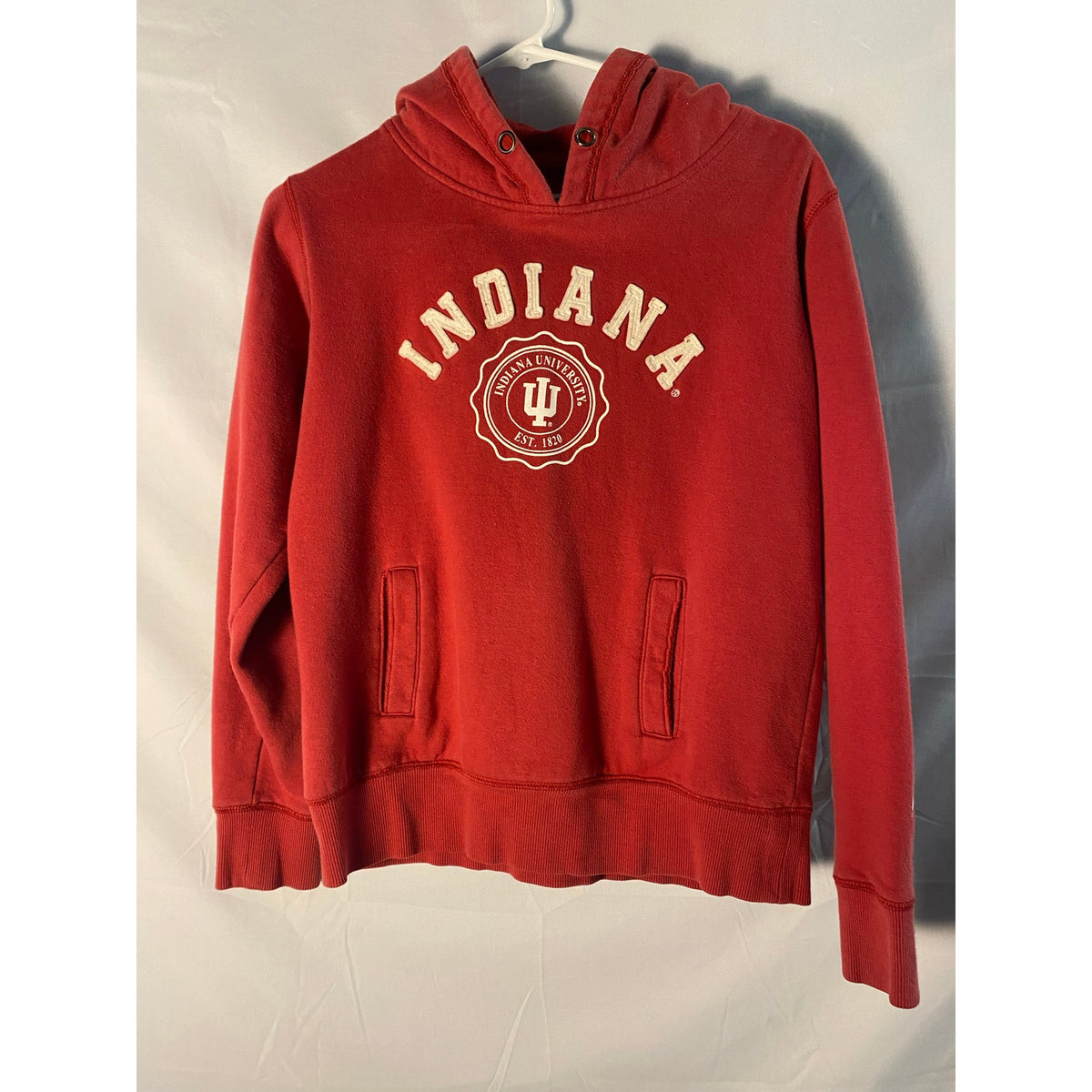 Vintage IU Indiana Stadium Athletics Embroidered Red Hoodie