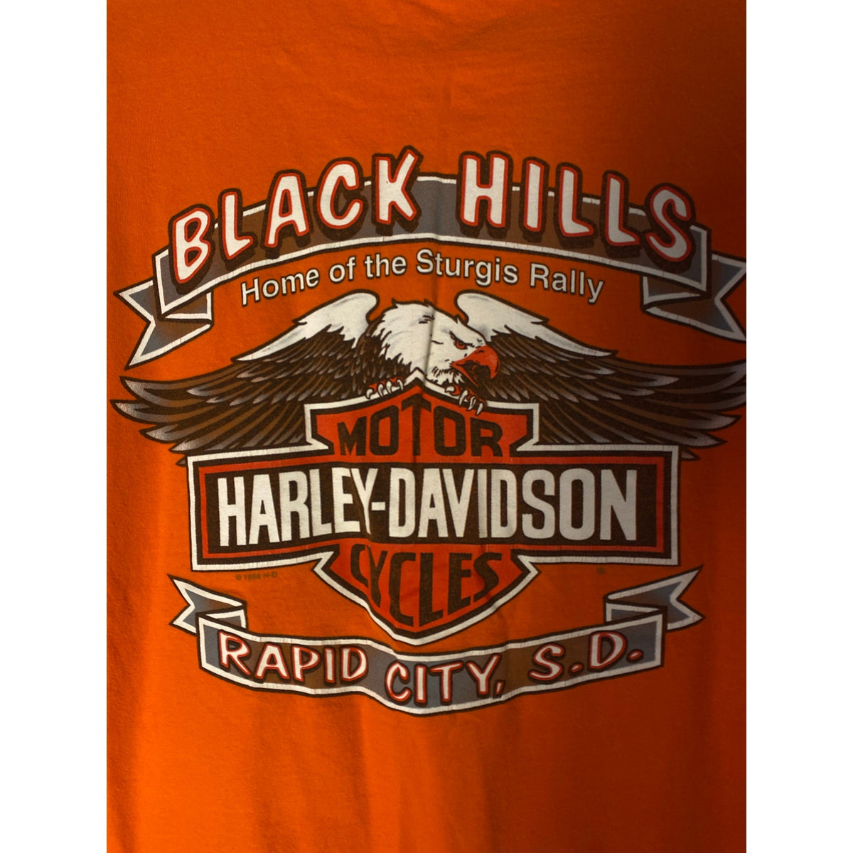 Y2K Harley Davidson Black Hills Rapid City, South Dakota Orange Shirt XL/2XL?