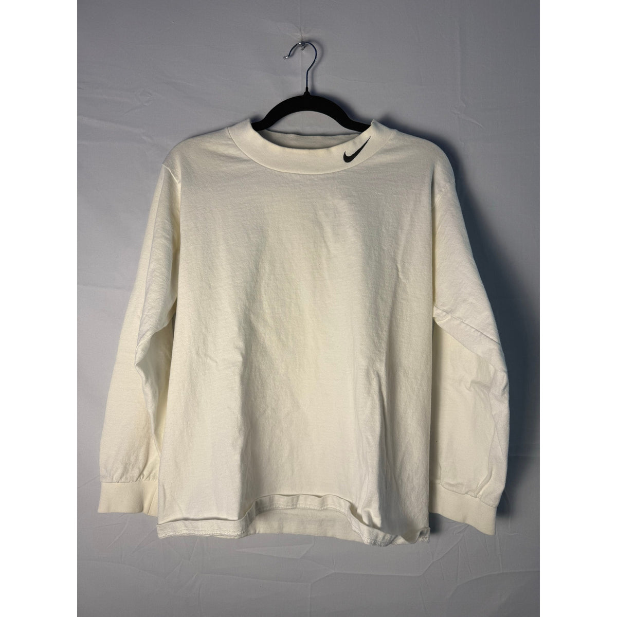Vintage 90s Nike Mock Neck Logo Swoosh Print Long Sleeve Shirt Women's Large