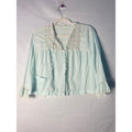 Vintage 50s-60s Mint Green Peignoir Sheer Top w/ Lace Floral Embroidery Details Women's Size Large
