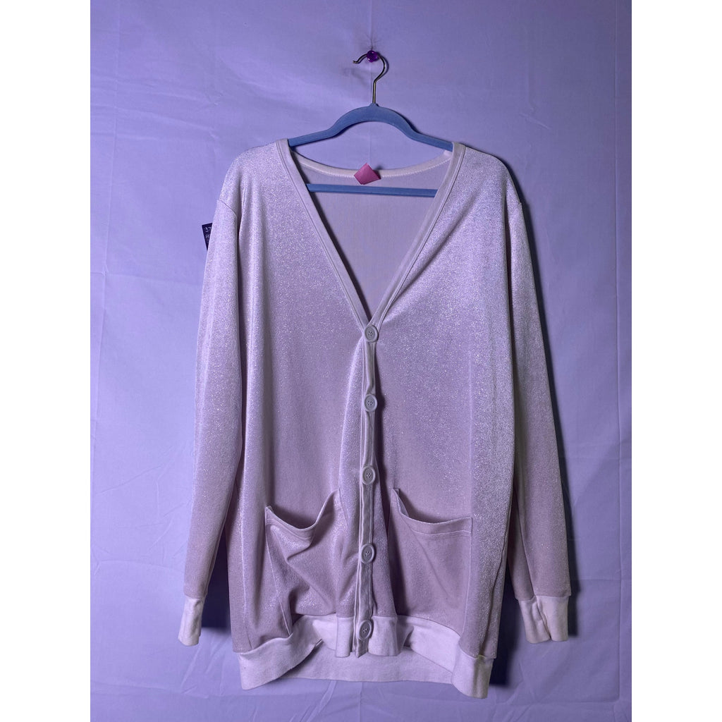Cali Sun and Fun Velvet Sparkly Buttons Cardigan Sweater Women's Size M/L