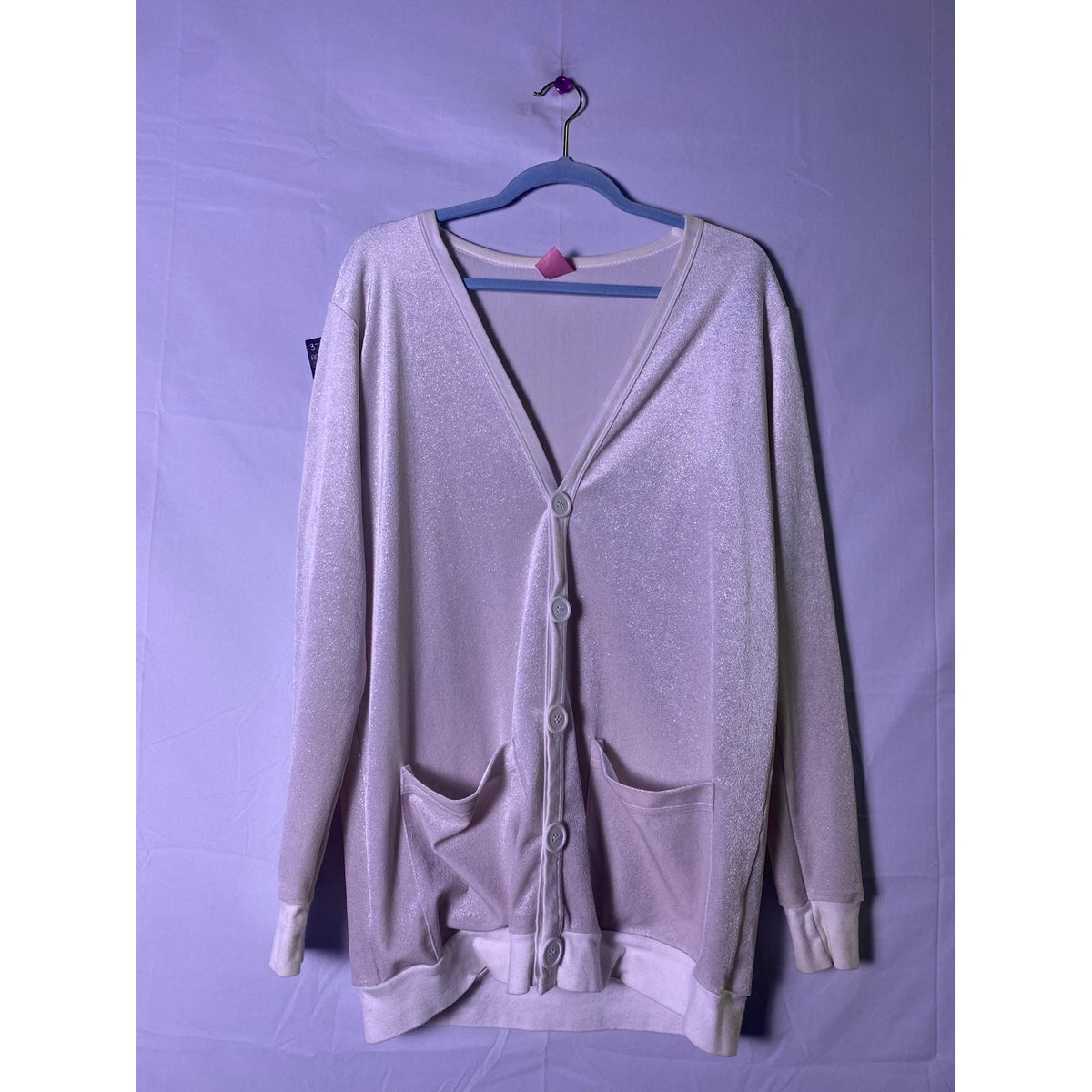 Cali Sun and Fun Velvet Sparkly Buttons Cardigan Sweater Women's Size M/L