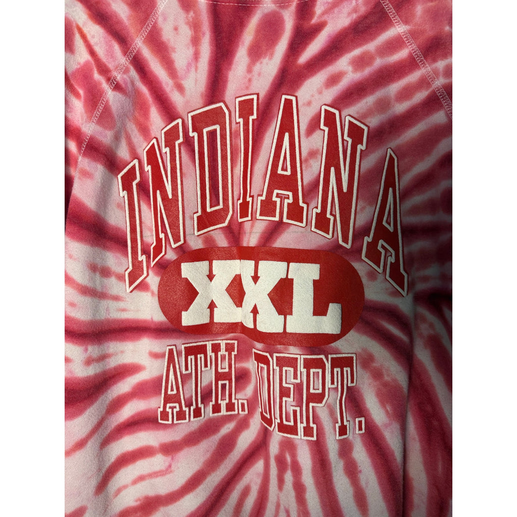 Hanes Indiana University Athletic Department Red White Tie Dye Sweatshirt XL