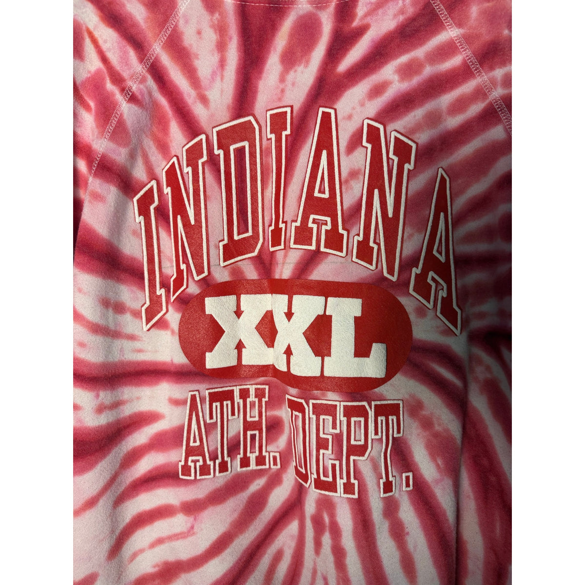 Hanes Indiana University Athletic Department Red White Tie Dye Sweatshirt XL