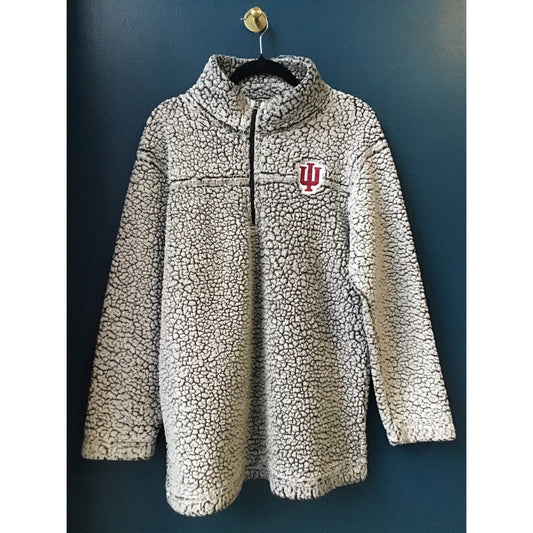 Gray Sherpa IU Indiana University Pullover Quarter Zip Women's Size XXL
