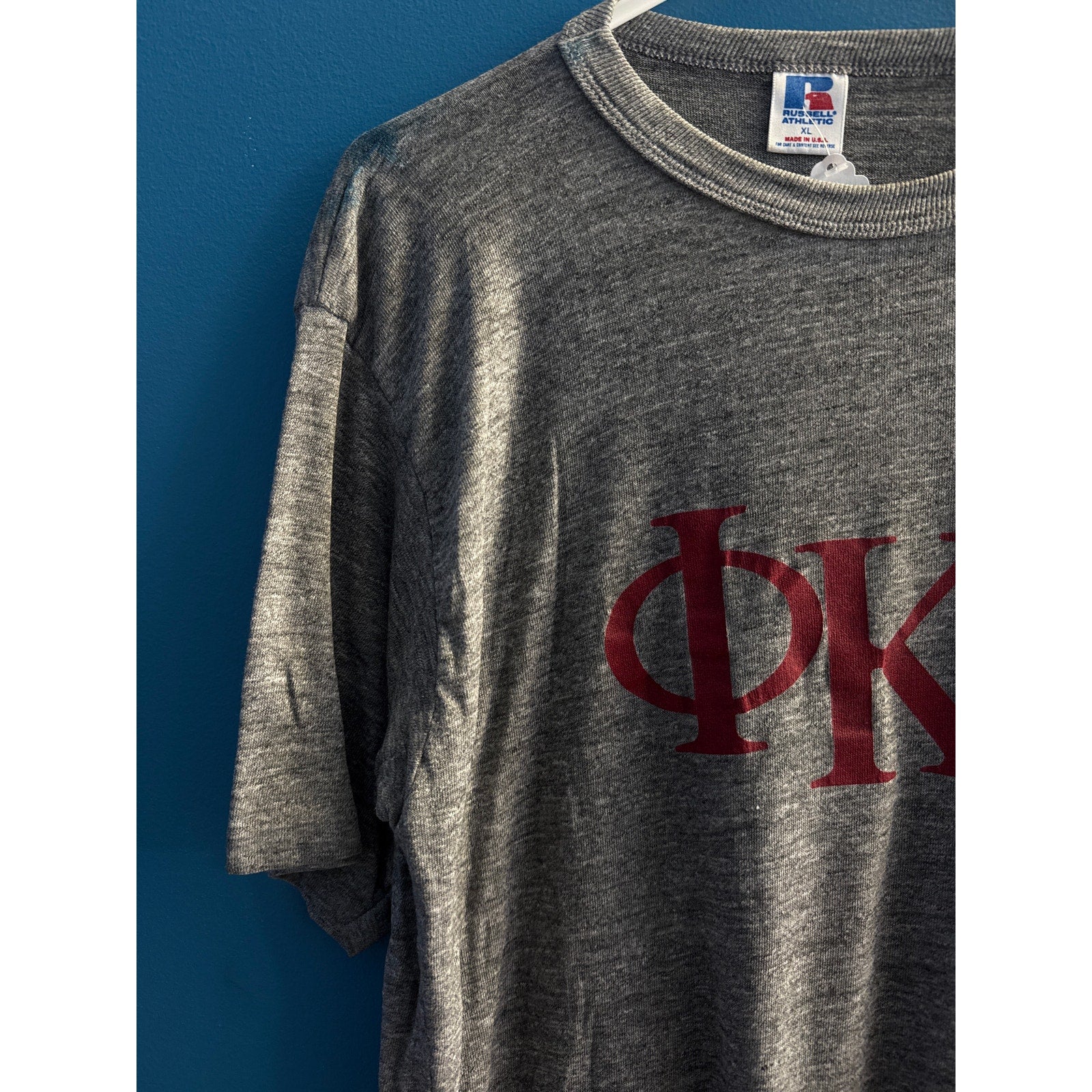 Russell Athletic Phi Kappa Theta Lettered Short Sleeve Gray T-Shirts Men's XL